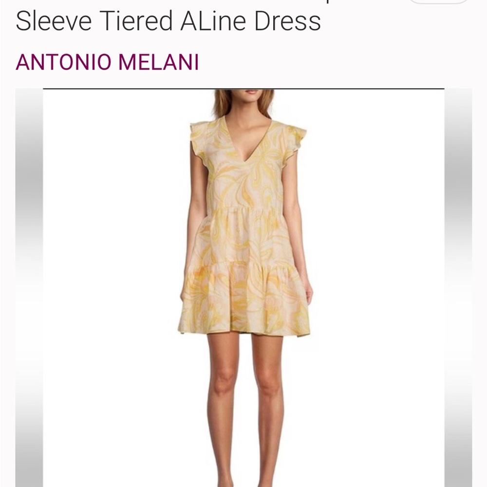 ANTONIO MELANI Pastel Yellow V-Neck Dress